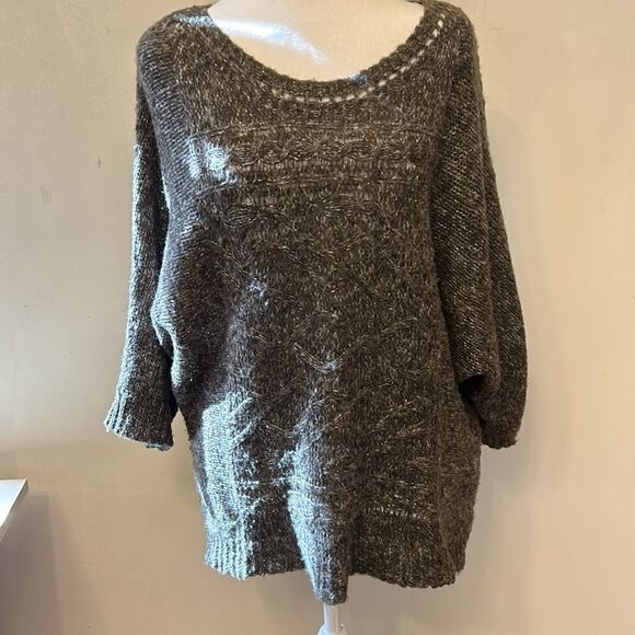 Nine West brown loosely knit short sleeve sweater Size 1X EUC - Picture 2 of 9